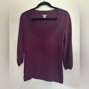 Ann Taylor Women's Sweater Size Small Purple 3/4 Sleeve Pullover Lightweight